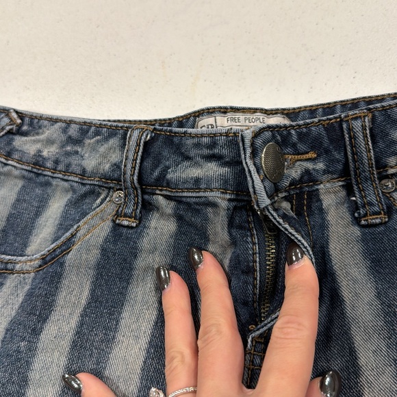Free People Low Rise Stripe Cut Off Shorts - Picture 3 of 5
